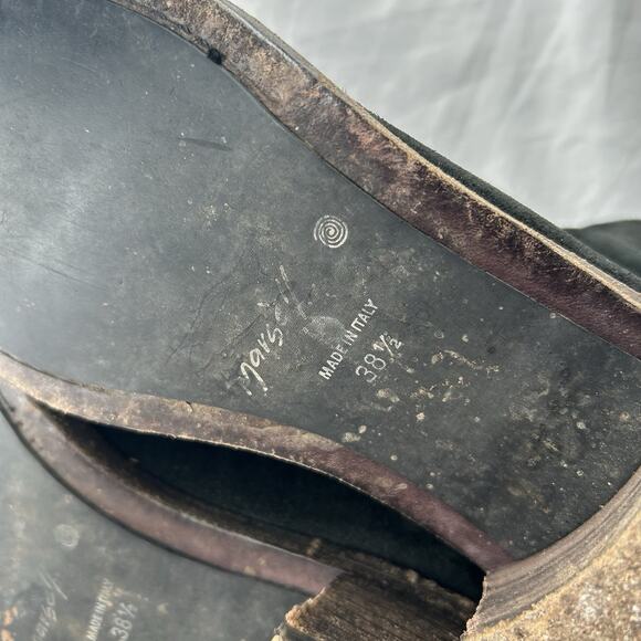 Marsell Suede Block Heel Ankle Boots Size 38.5 (US 8) Black *Blemishes - Picture 6 of 9